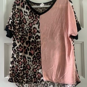 Leopard Print and Pink Women's Top